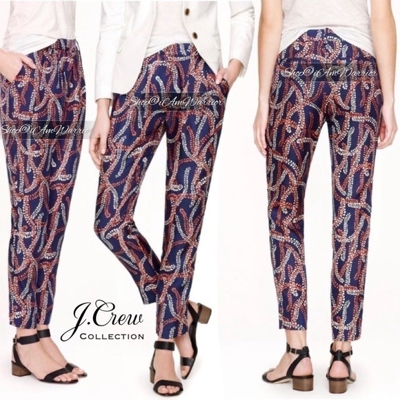 J.Crew Collection silk abstract print tapered high rise pants *shop@iamwarrior - Picture 1 of 11